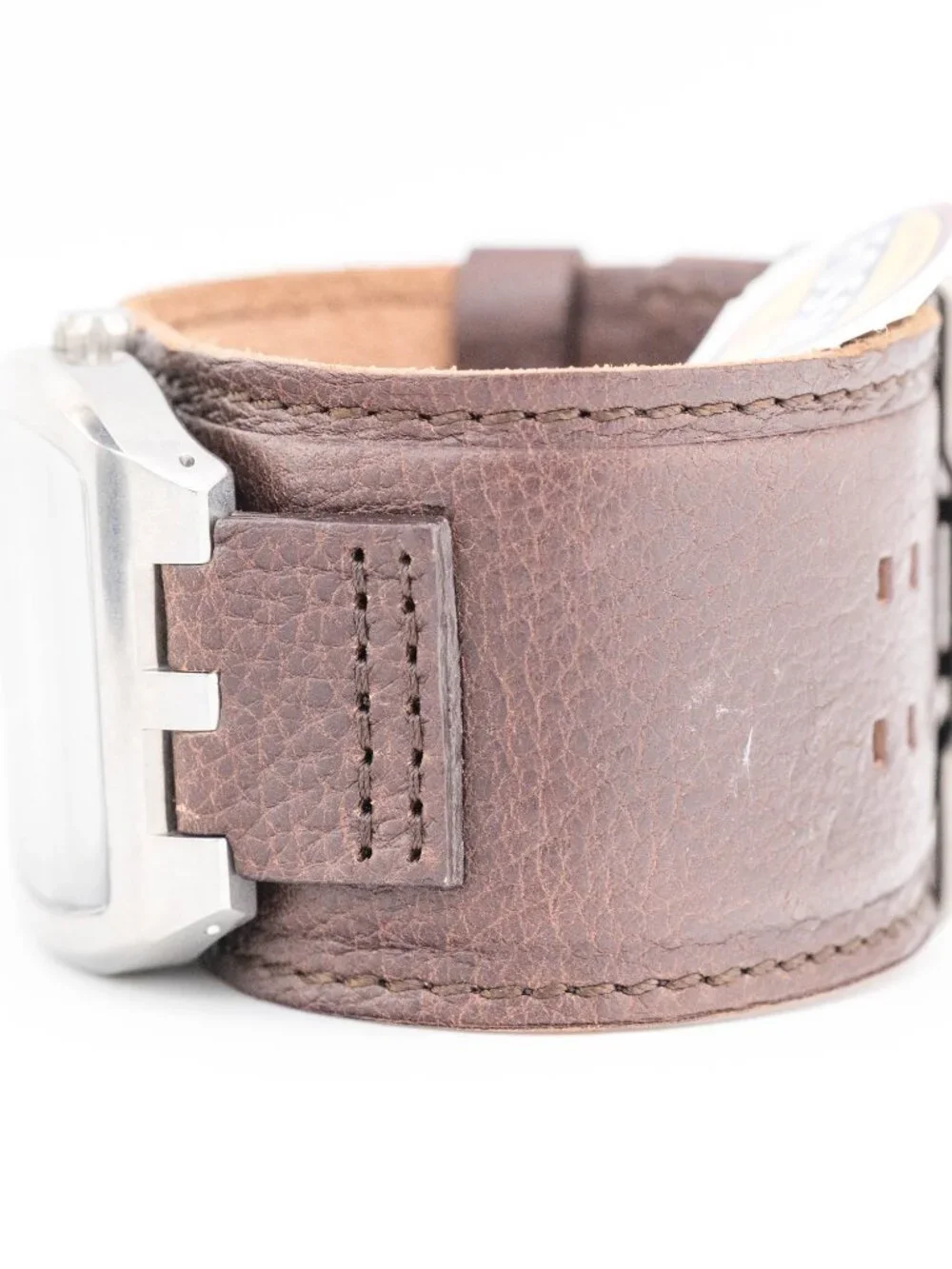 FOSSIL JR-1052 Brown Leather Cuff Quartz Analog Men's Watch Fresh Battery